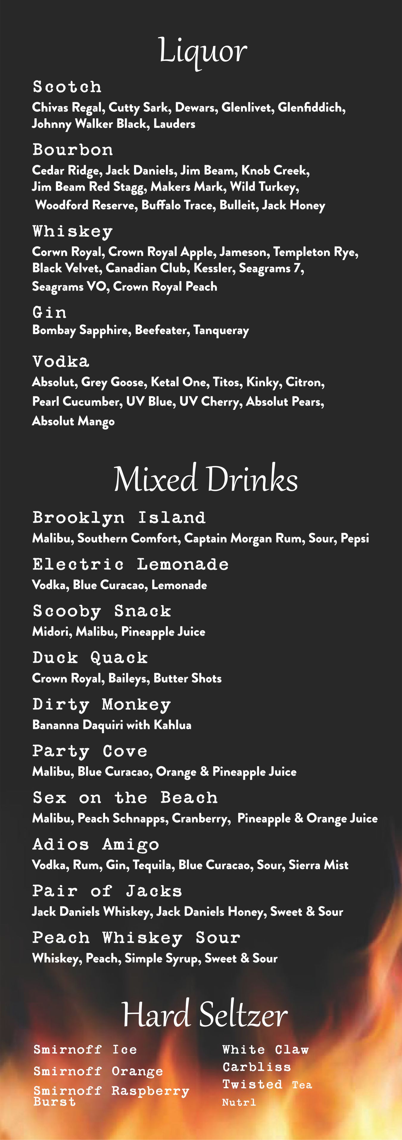 Drake on the Riverfront Drink Menu